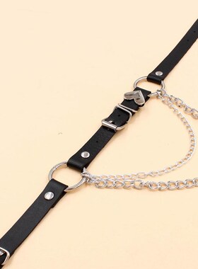 Punk Gothic PU Leather Irregular Neckl3011ace Necklace Peach