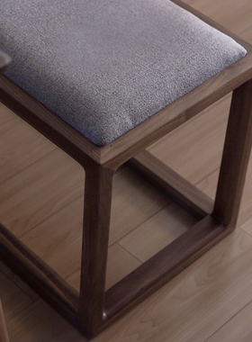 新中式方凳黑胡桃木换鞋凳茶室家具明式禅意矮凳榫卯茶凳实木凳