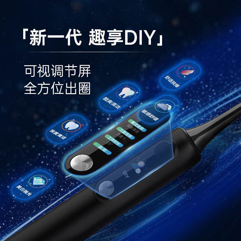 新款SN-P1智能屏显/可视化DIY 软毛IPX7防水声波电动牙刷现货