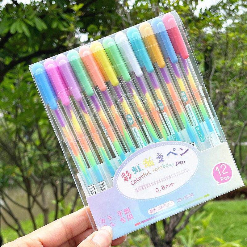 韩版炫彩粉彩笔彩虹6色渐变水粉笔荧光diy黑卡笔贺卡笔儿童奖品