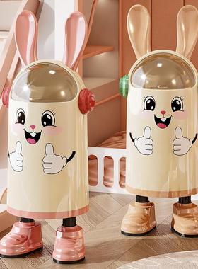 创意垃圾桶卡通家用翻盖高颜值兔耳朵带盖滑轮厨房客厅网红大双桶