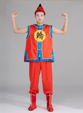 轿夫服装抬花轿衣服帽子婚庆装影视摄影舞台表演黄色红色戏曲服装