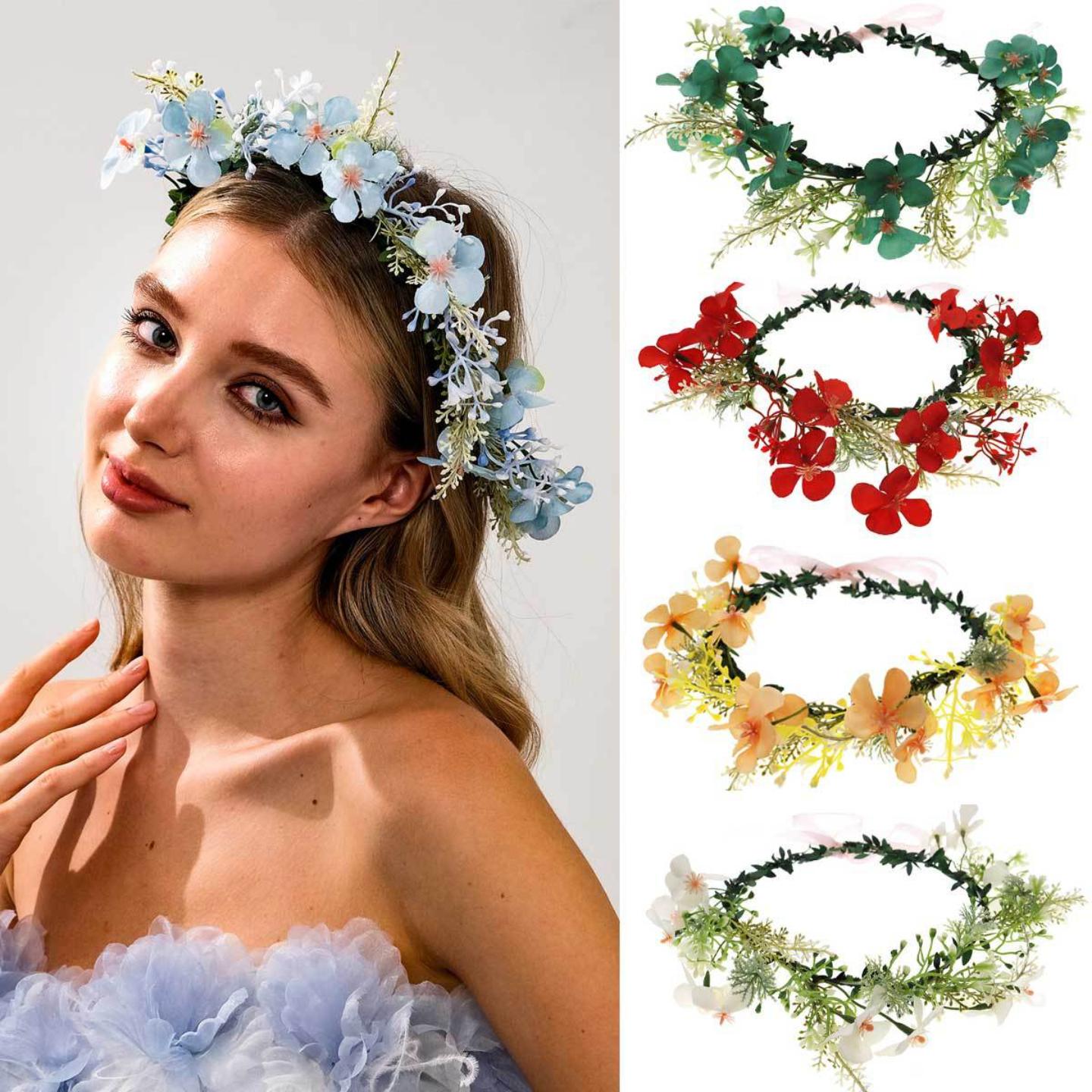 森系甜美仿真花环头饰春夏唯美