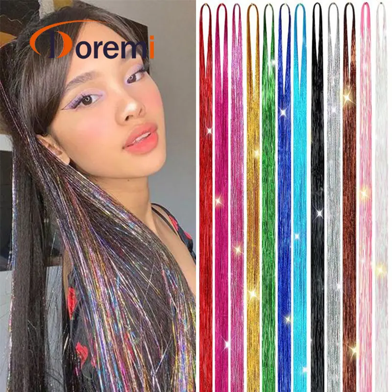 彩色亮光接发片炫彩丝七彩丝