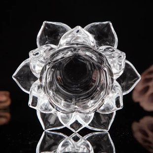 供具用品烛台酥油灯座莲花七星莲花灯水晶莲花烛台白水晶A12器皿