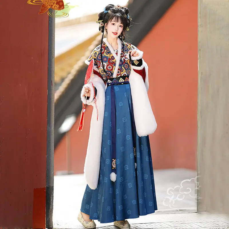 慕夏【唐唐】唐背子圆领大襟袄交窬裙唐制拜年汉服女小个涤纶冬天