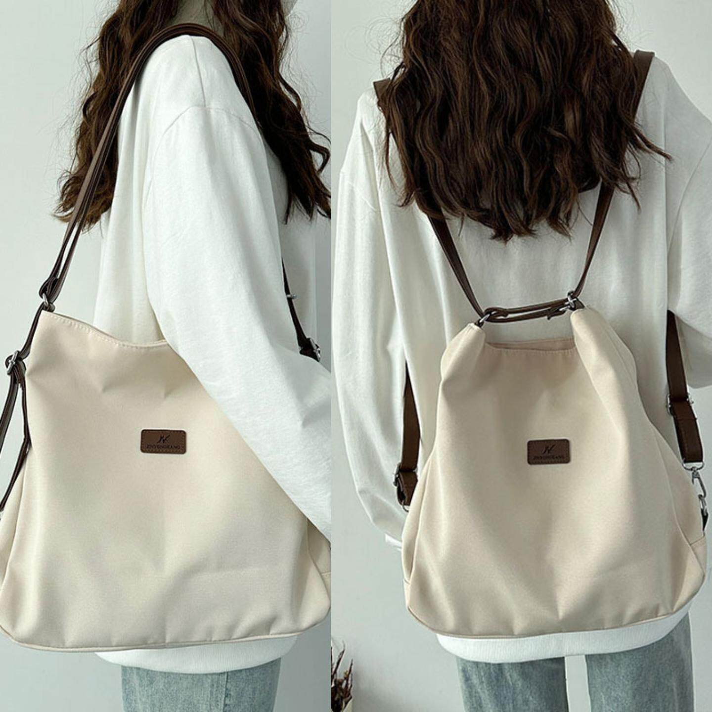 三用背包新款双肩包书包女大学生帆布包女单肩斜挎包流行质感