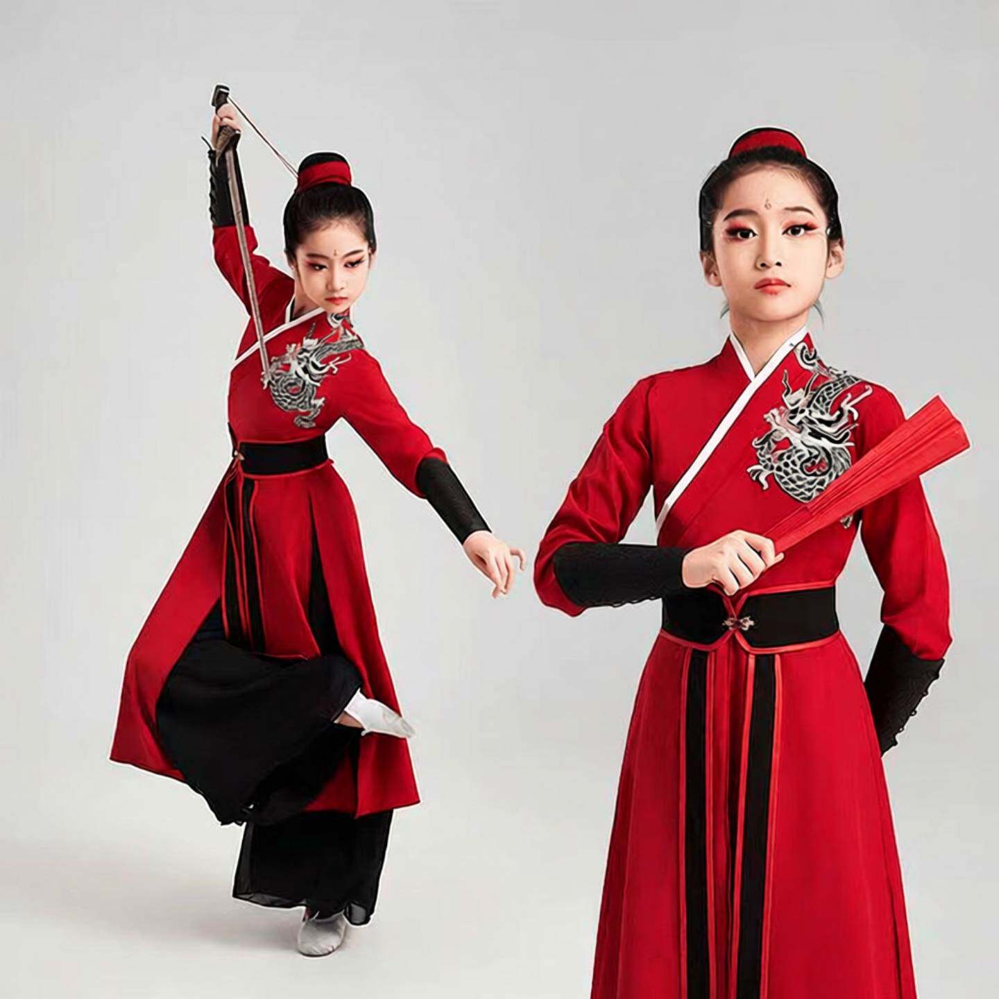 儿童雪龙吟舞蹈服花木兰碧仓战歌