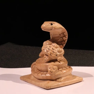 桃木生肖蛇木雕手把件木雕摆件木雕工艺品小木雕木头雕刻根雕打磨