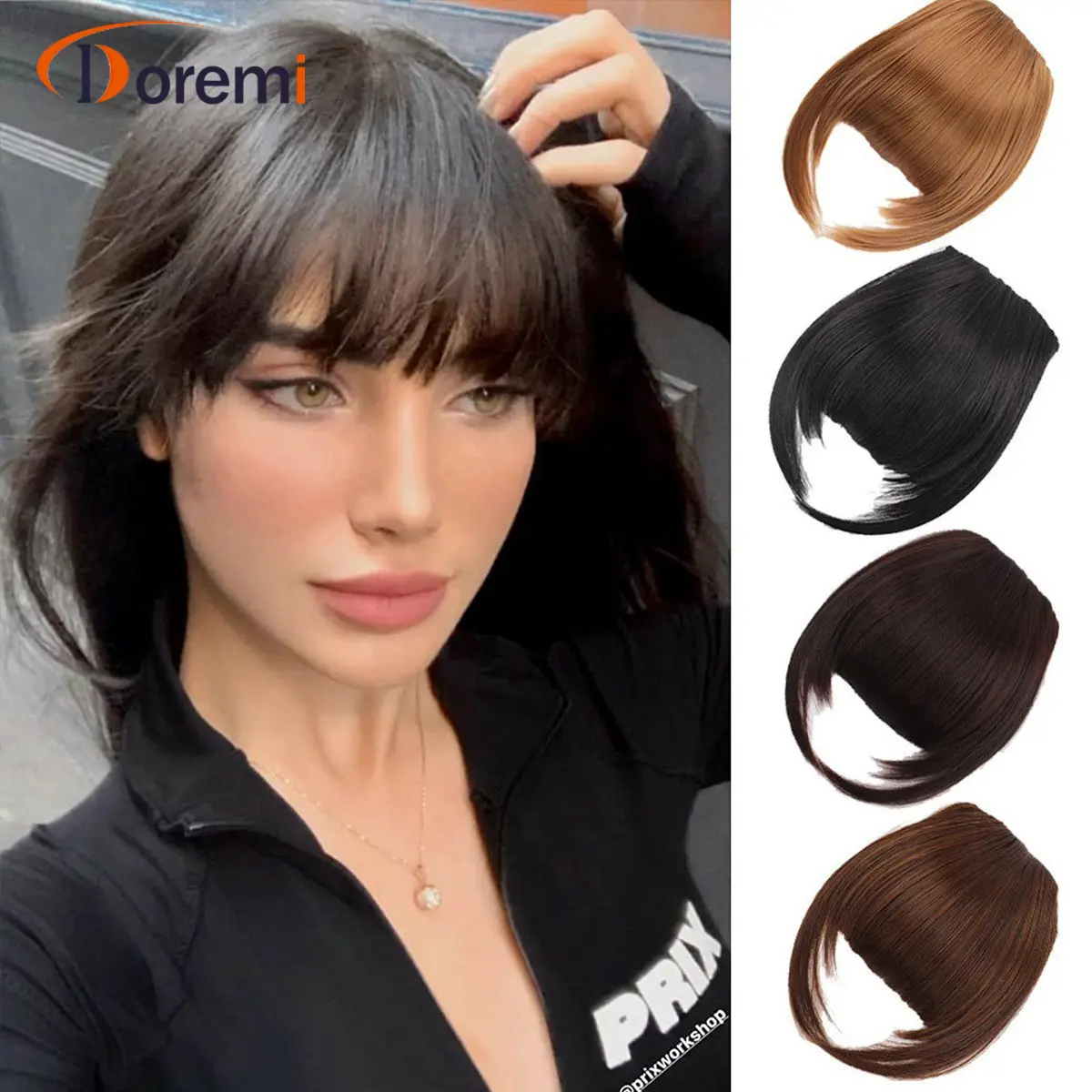 时尚欧美带鬓角假发刘海空气齐一