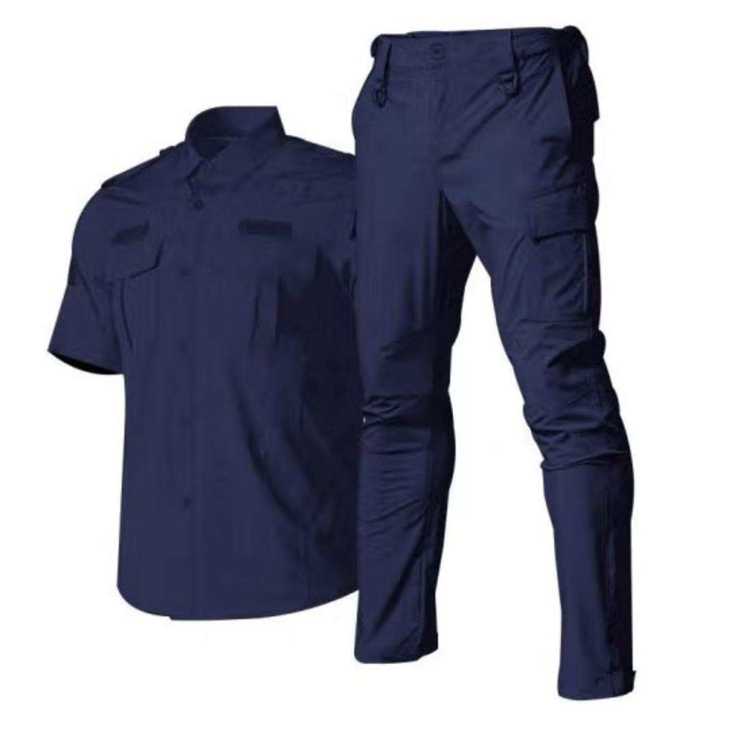 速干保安服夏装蓝色四面弹力户外