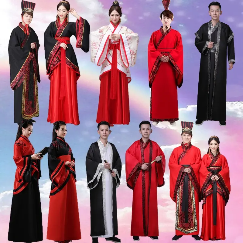 古装汉服双绕曲裾唐装表演服国学