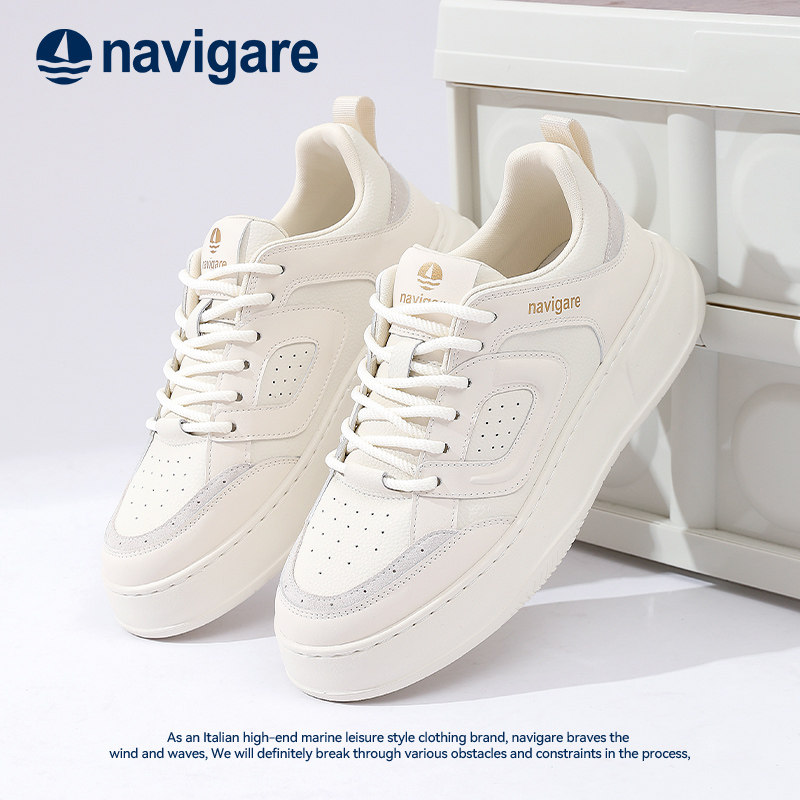 Navigare厚底百搭秋冬休闲小白鞋图片