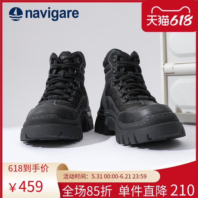 Navigare意大利小帆船男款马丁靴2026春夏季新款舒适休闲户工装靴