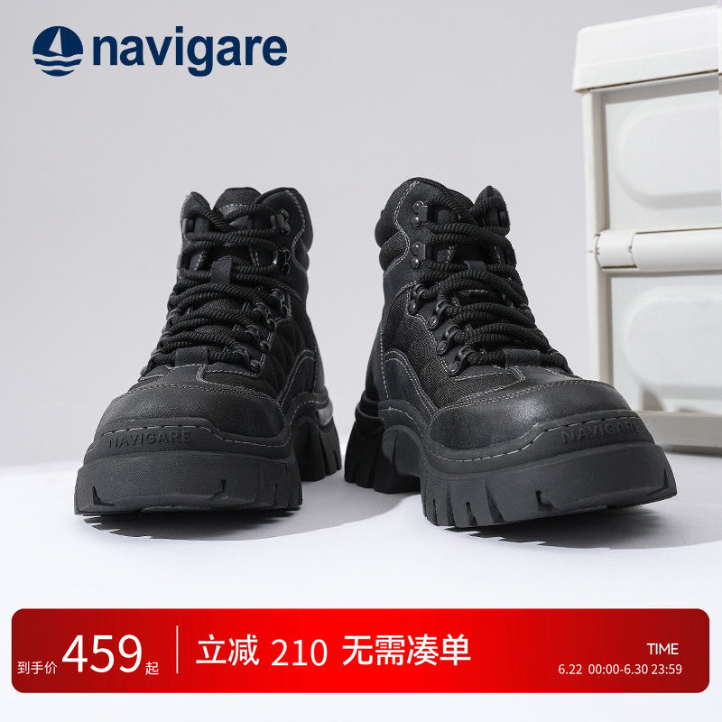 Navigare意大利小帆船男款马丁靴2026春夏季新款舒适休闲户工装靴