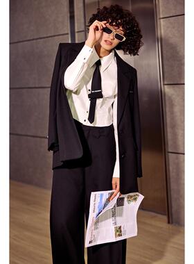 DI.AD 2025年春季新款通勤简约挺阔羊毛混纺西装外套女DA521293X0