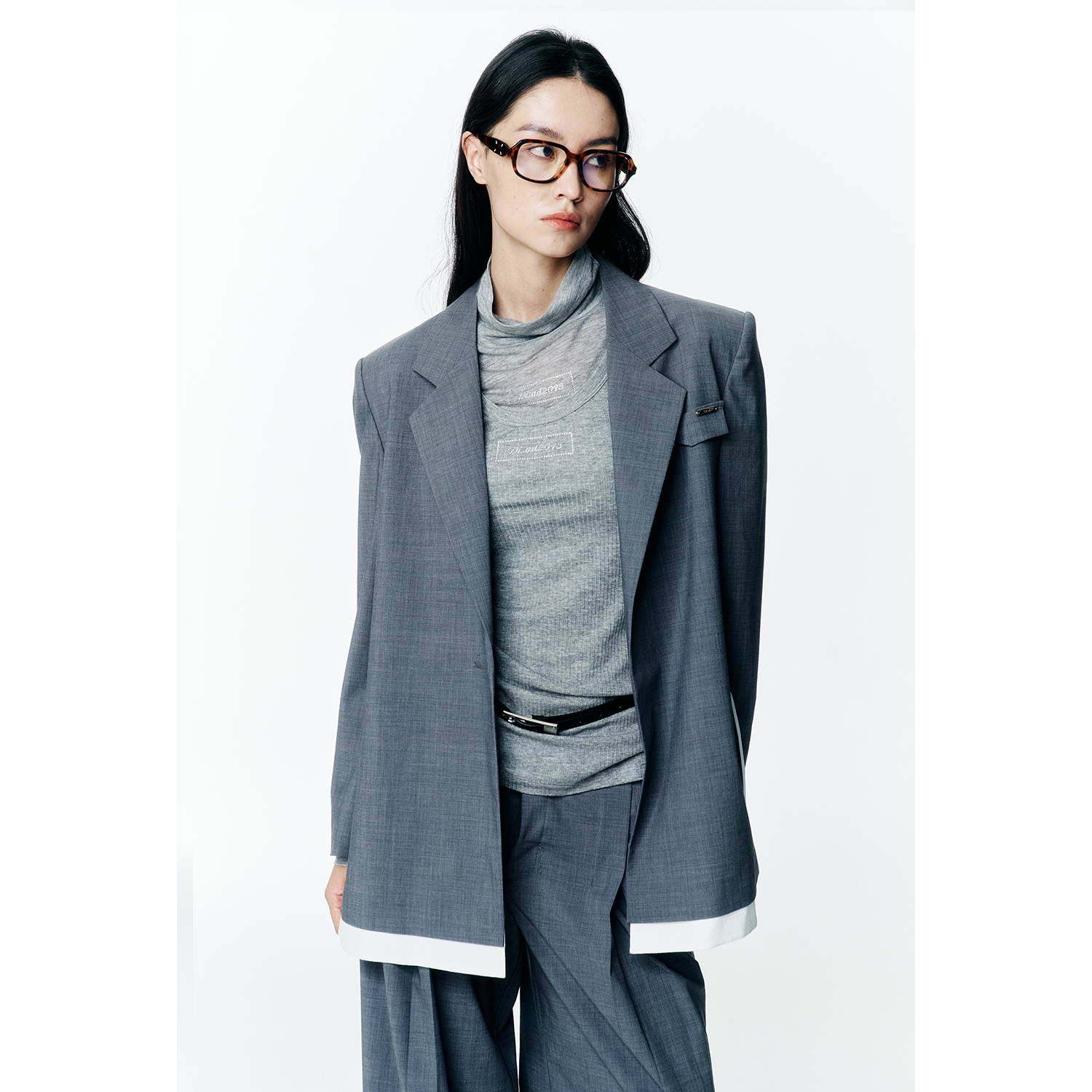 秋季新款慵懒宽松撞色拼接小西装