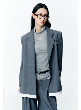 【商场同款】DI.AD 25年秋季羊毛混纺撞色拼接西装外套DC513002X0