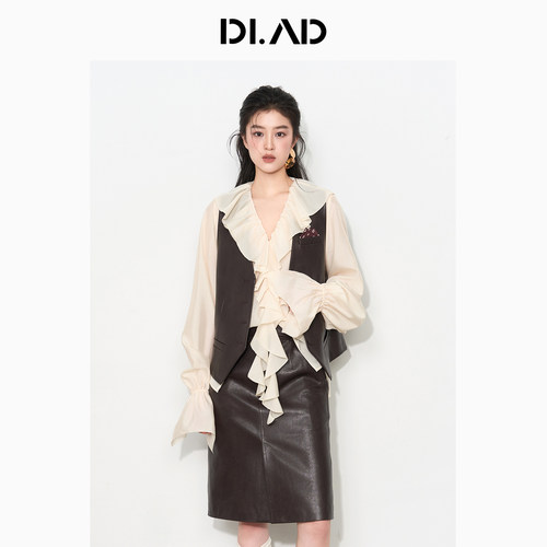 DI.AD秋季复古挺括短款皮马甲女