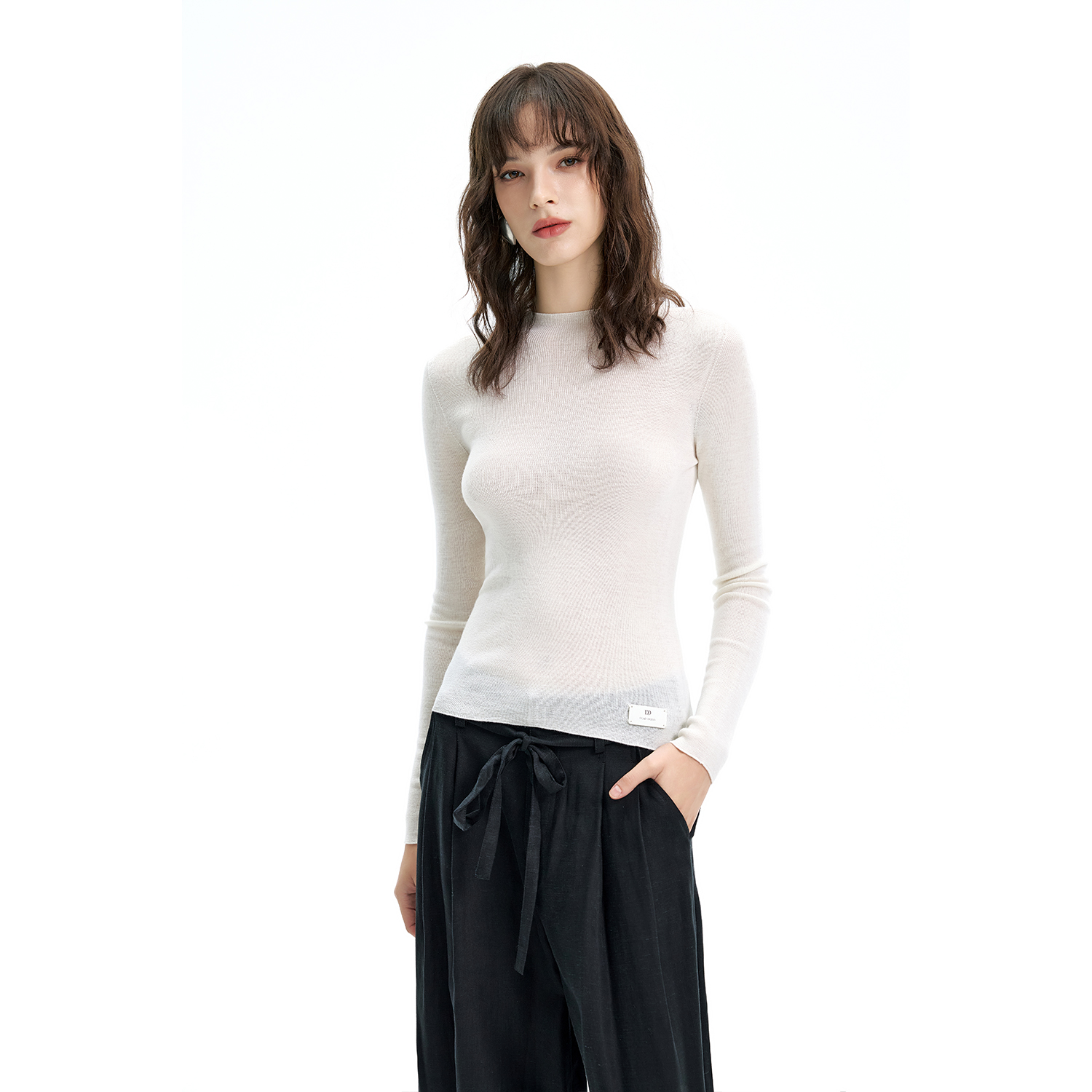 秋冬新款美丽诺羊毛无缝打底衫女