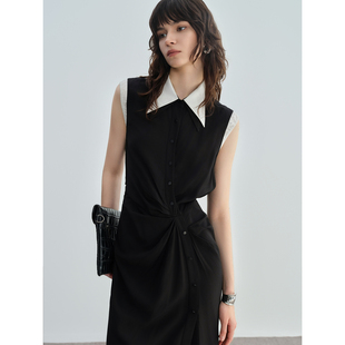 式 DI.AD 时髦复古尖领抽皱设计衬衫 新款 连衣裙DB512004L0 2025夏季