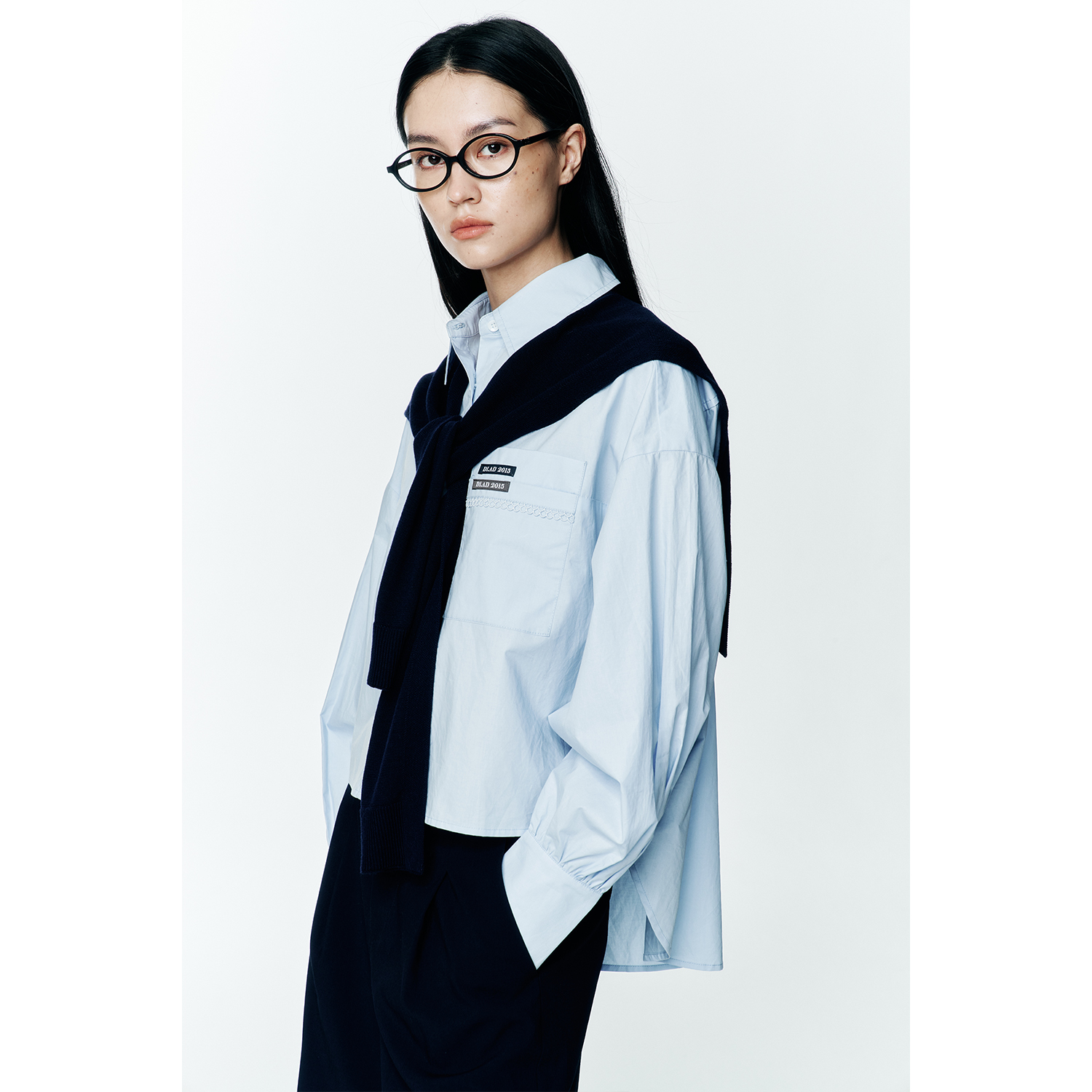 秋季100棉宽松休闲长袖衬衫女