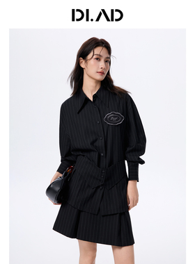 DI.AD复古通勤黑底白条纹廓型衬衫DA521229W0
