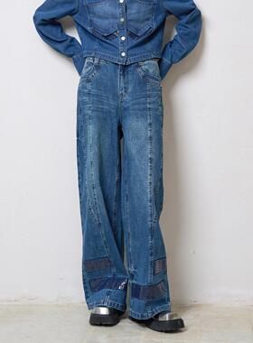 DI.AD 2025年春季新款时尚重工设计亮片休闲直筒牛仔裤DA521233N0