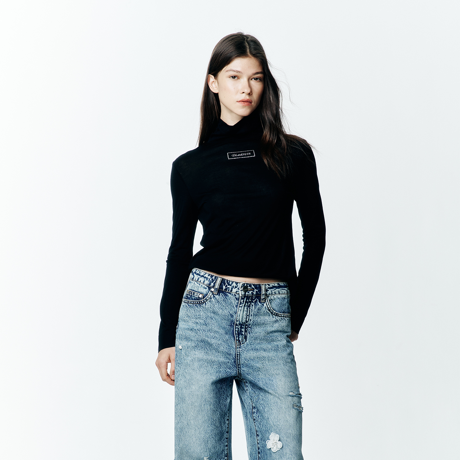 秋季桑蚕丝混纺半高领修身打底衫