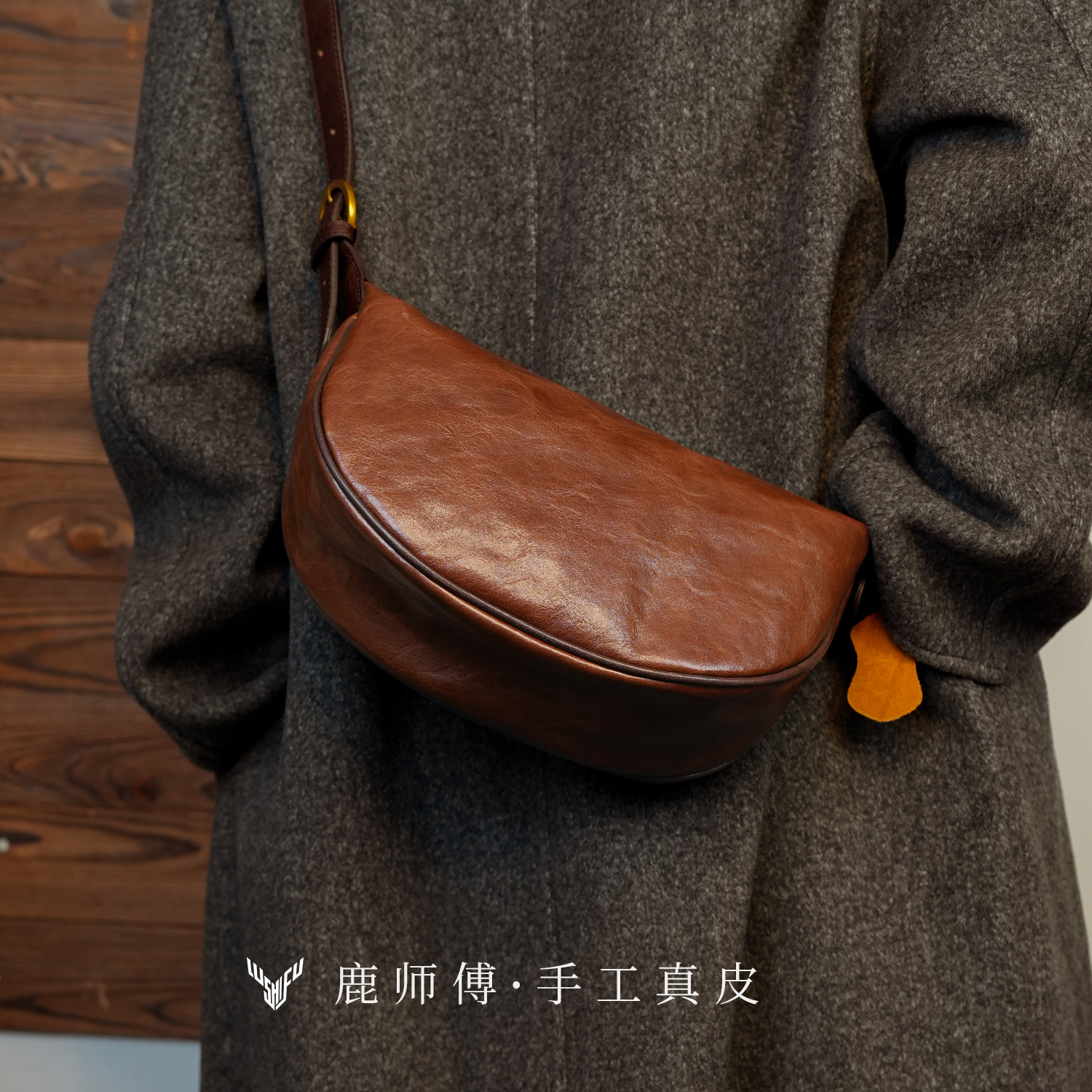 植鞣牛皮真皮斜挎包包女