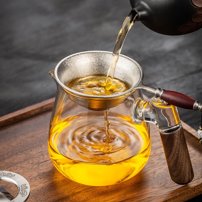 纯钛茶滤茶漏一体式超细过滤网公道杯高端茶具配件滤茶器茶隔茶道