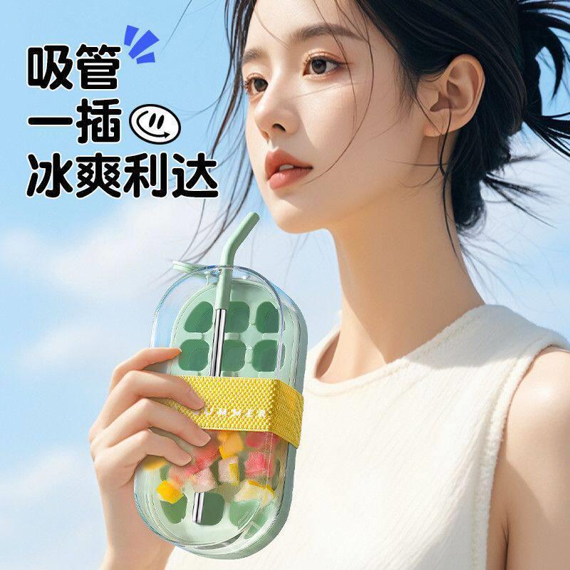 冰块模具食品级冰格自冻制冰盒随行杯吸管杯硅胶按压冰壶冰球膜具