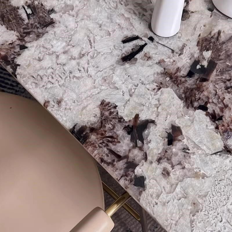 巴西进口雪山蓝纯天然奢石长方形圆形设计师大理石高端轻奢餐桌