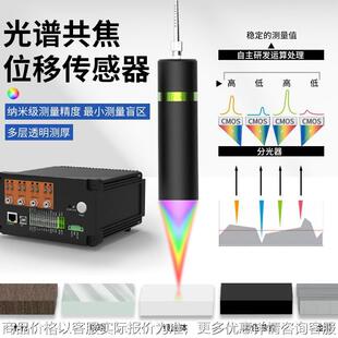 透明物体光谱共焦位移传感器高精度小光斑平整度间距厚度检测