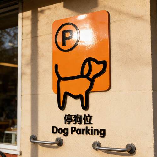 网红停狗位牌泊狗处宠物店铺商小狗停车位安置牌咖啡店餐厅禁止宠