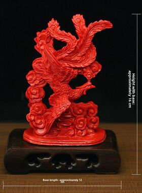 天然朱砂火凤凰装饰工艺品朱雀吉祥物饰品屋失角家居风水用品