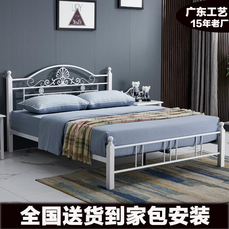 叠亿 铁艺床铁架床铁床实木床腿钢木结构1.2加厚管高度可调节501