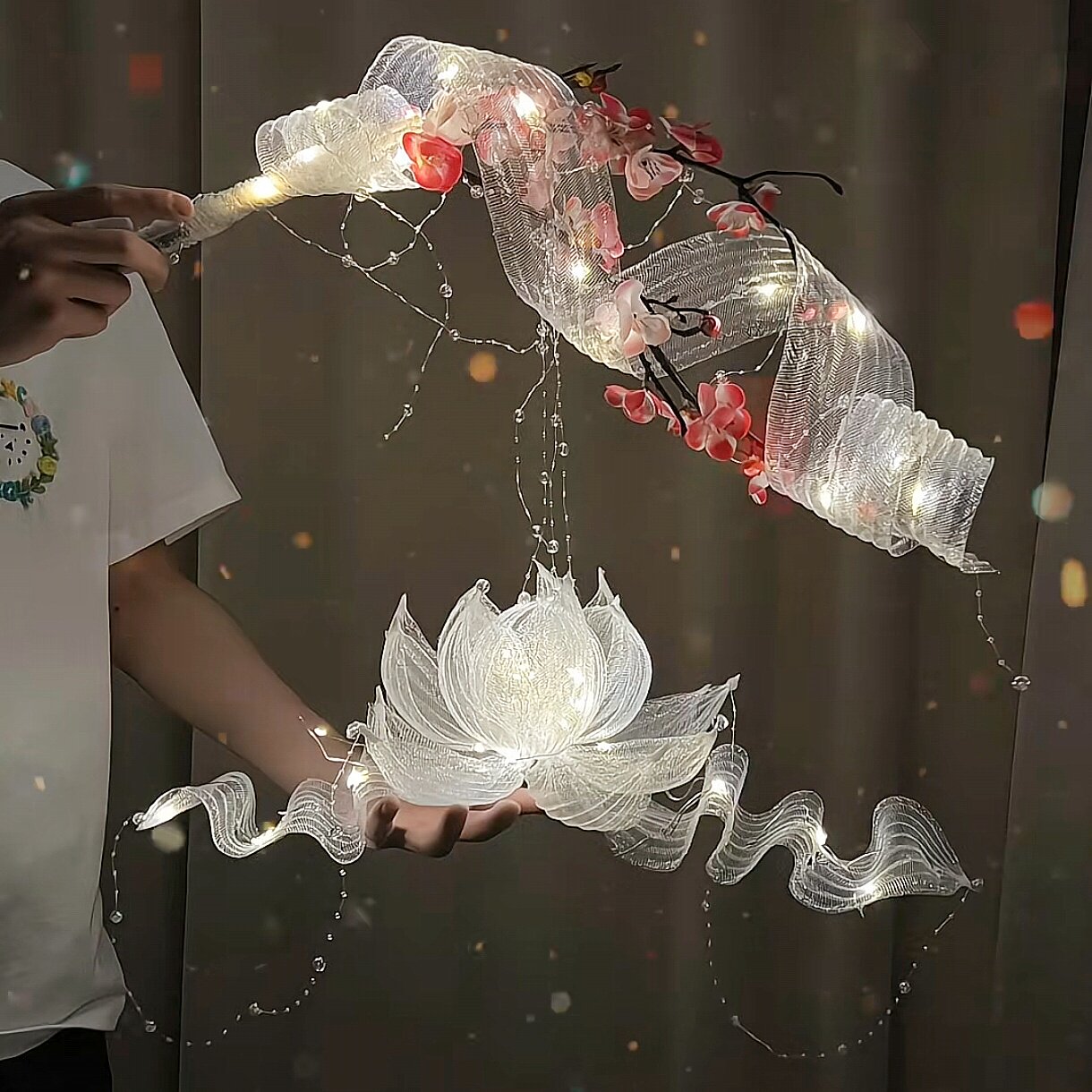 【中秋灯笼】莲花灯diy中国风发光灯材料手工汉服手提灯拍摄道具