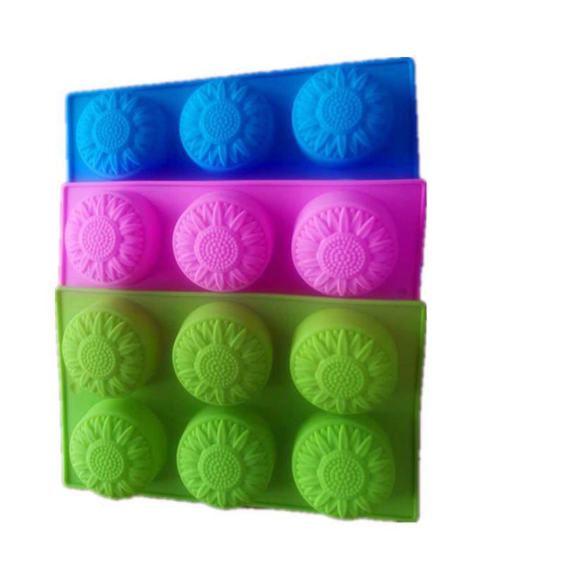 6孔向日葵花型硅胶蛋糕模西点甜品烘焙模型手工皂套装DIY果冻模具