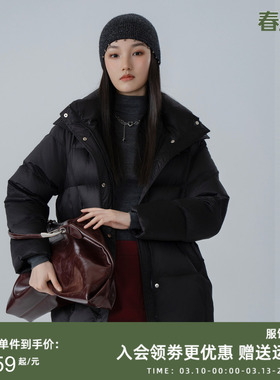 曼诺比菲商场同款冬季中长款连帽羽绒服外套女保暖MFCI143107