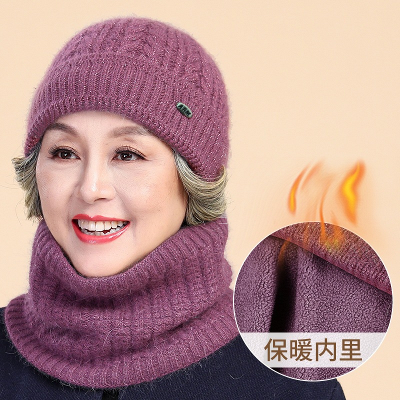 中老年人冬天帽子女奶奶棉帽妈妈护耳针织帽老太太毛线帽保暖防寒