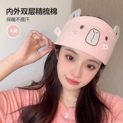 纯棉月子发带夏季薄款月子帽水豚月子头巾孕妇护额头带夏天大头围
