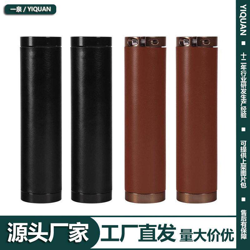 跨境货源复古铝合金可锁PU皮革旅行车折叠车手缝山地自行车把套