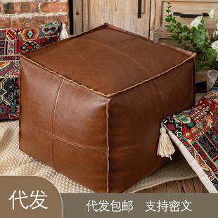 榻榻米地上收纳坐垫客厅家用坐墩pu皮蒲团坐垫飘窗坐垫轻奢皮墩