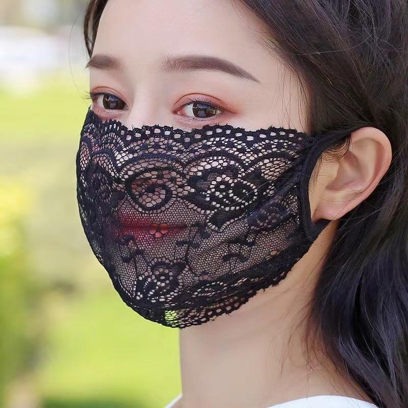 夏季女神性感蕾丝口罩防紫外线防晒面罩女可水洗面纱遮脸薄款供应