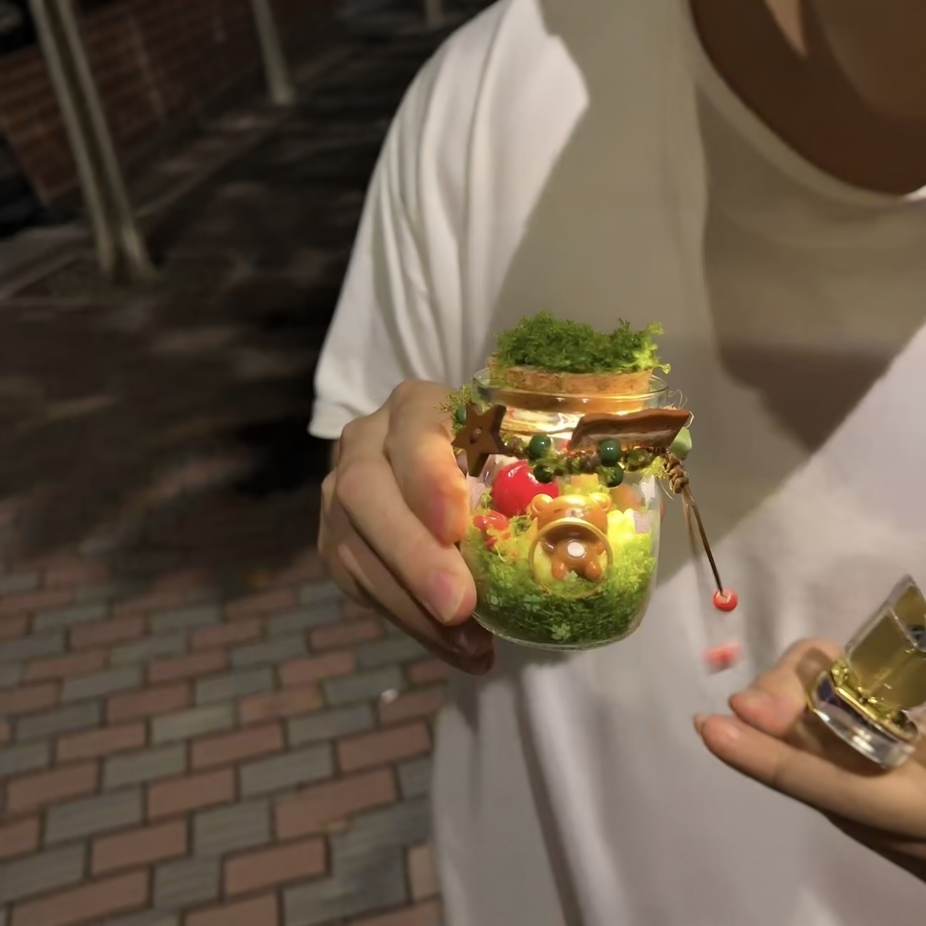 轻松熊微景观玻璃罐小夜灯材料包diy许愿漂流瓶浪漫520礼物送女友