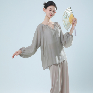 朵棠古典舞蹈服飘逸身韵罩衫 纱衣练功服中国舞现代舞宽松训练服女