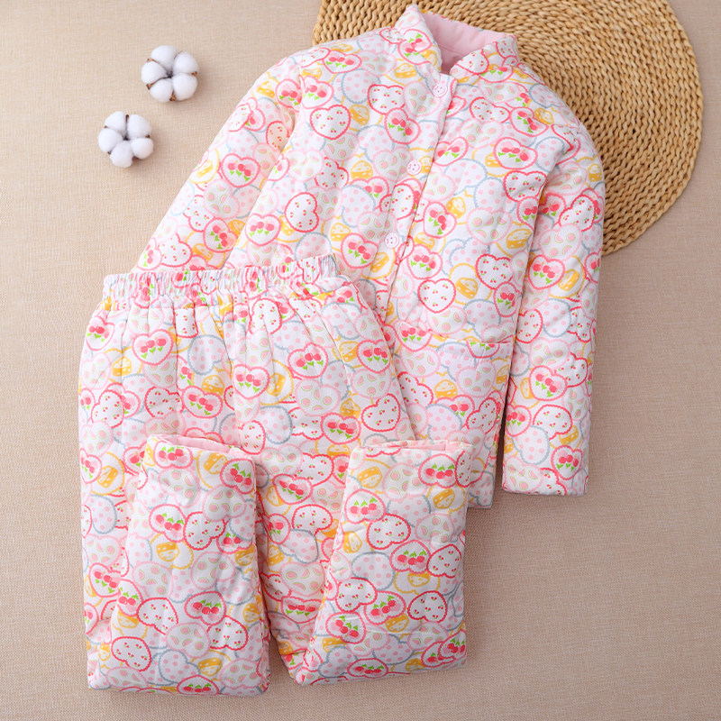 中大童手工棉花棉袄棉裤套装冬季男童女童学生加厚保暖棉服装内穿