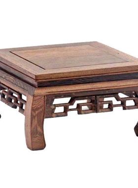 实木摆件底座鸡翅木弯脚正方形 紫砂壶奇玉石头花盆景木座底托