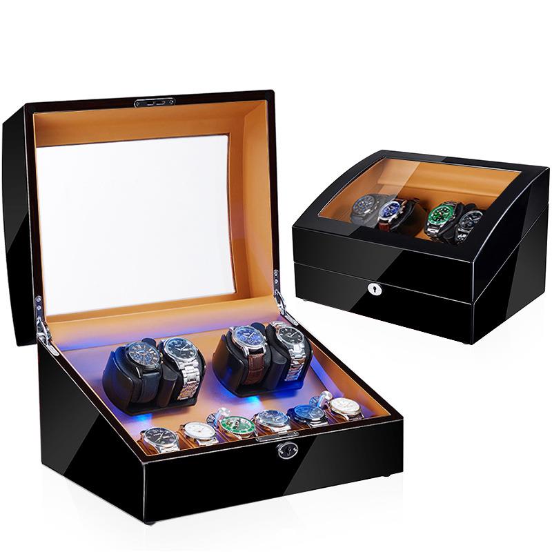 跨境静音防磁摇表器全自动机械手表旋转上链盒电动马达晃表器木质